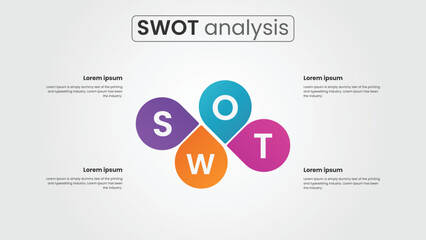 SWOT Analysis Business Infographic Template with Four Color Segments