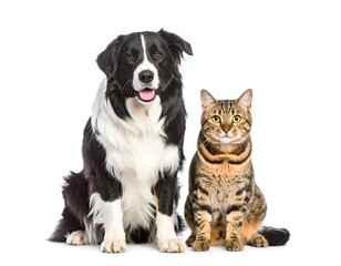 Fototapeta premium Border Collie and Bengal Cat: A Perfect Pair
