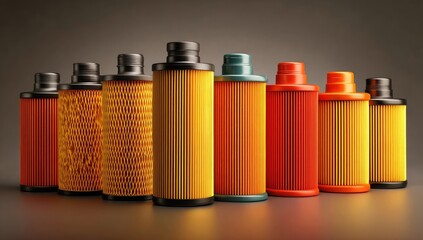 Various colored filter cylinders arranged