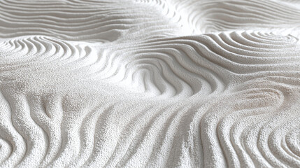Top view of white pebbles in ripple wavy lines