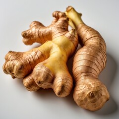 Fresh ginger root isolated on white background.