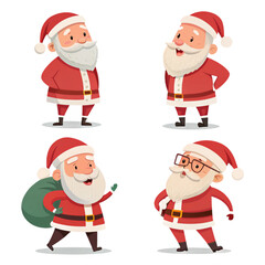 Santa Claus Cartoon Characters Diverse Poses and Styles