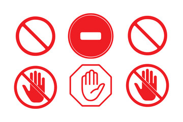 Stop icon set. stop road sign. hand stop icon vector.