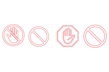 Stop icon set. stop road sign. hand stop icon vector.