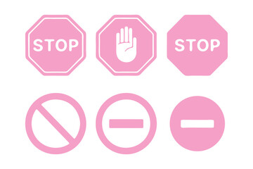 Stop icon set. stop road sign. hand stop icon vector.