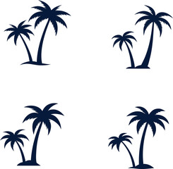 Minimal palm tree silhouette vector set for branding travel agencies, beach resorts, and tropical summer promotions.