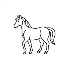 Wild horse black silhouette flat vector illustration