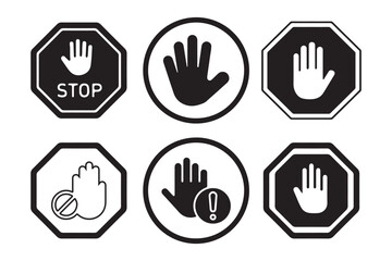 Stop, do not cross, ban, forbidden and alert icon set. Stop sign red color isolated. Vectors stop hand sign vector illustration.