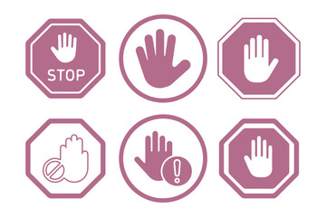 Stop, do not cross, ban, forbidden and alert icon set. Stop sign red color isolated. Vectors stop hand sign vector illustration.