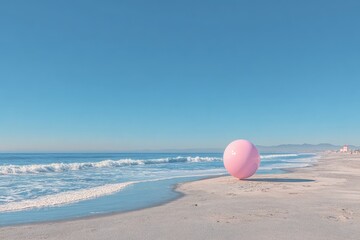 Obraz premium Pink sphere on a sunlit beach