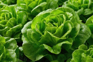 Close-up of vibrant green lettuce heads