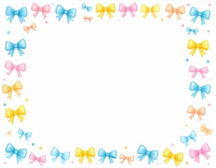Fototapeta premium Colorful frame decorated with ribbons and flowers, a perfect illustration for a summer holiday card design