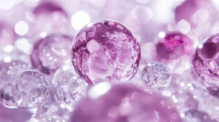 Close-up of translucent purple spheres.