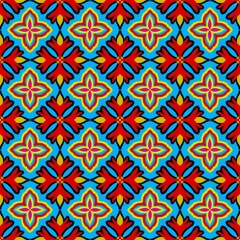 Vibrant Geometric Floral Seamless Pattern