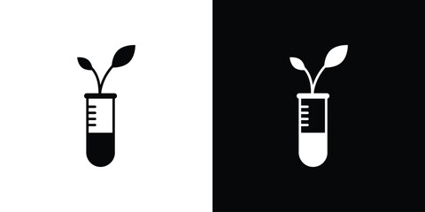 Test tube with plant icons, emblem logo or badge designs.