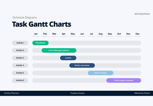 Gantt Chart Infographic Template for Project Timelines in Business Presentation Layouts