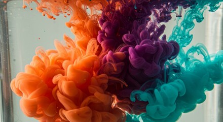 Obraz premium Mesmerizing dance of vibrant ink plumes in translucent water composition