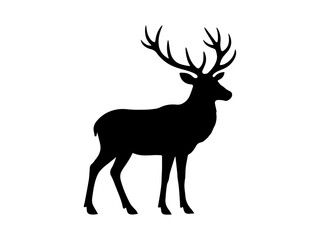 Majestic Silhouette of a Stag on White Background – Elegant Deer Outline Vector Illustration for Wildlife Art, Nature Designs, Forest Themes, and Minimalist Decor.
