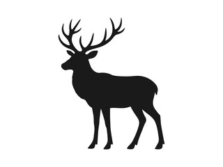 Majestic Silhouette of a Stag on White Background – Elegant Deer Outline Vector Illustration for Wildlife Art, Nature Designs, Forest Themes, and Minimalist Decor.