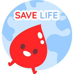 kawaii blood drop world blood donation concept