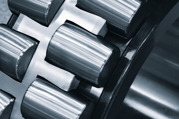 Close-up of roller bearing as background for industrial concept