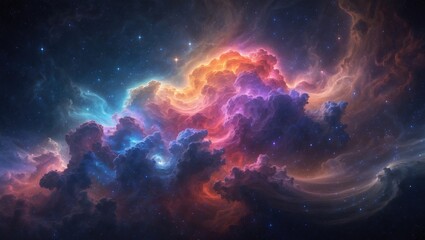 Fototapeta premium Colorful nebula clouds in space with bright stars and cosmic dust. Astronomy and space exploration concept. The beauty of the universe and celestial phenomena.