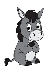 cute donkey animal cartoon illustration