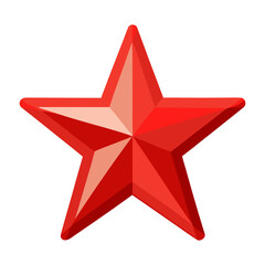 Fototapeta premium Red five pointed star isolated on white background