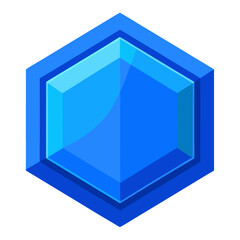 Blue hexagonal gemstone isolated on white background