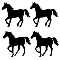 Set of Horse Silhouettes Vector Collection &ndash; Black Animal Icons