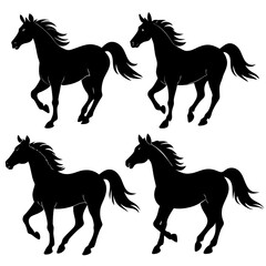 Set of Horse Silhouettes Vector Collection &ndash; Black Animal Icons