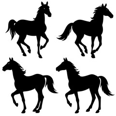 Set of Horse Silhouettes Vector Collection &ndash; Black Animal Icons