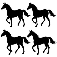 Set of Horse Silhouettes Vector Collection &ndash; Black Animal Icons