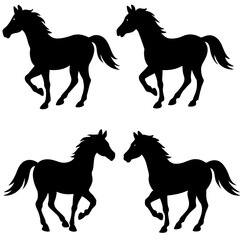 Set of Horse Silhouettes Vector Collection &ndash; Black Animal Icons