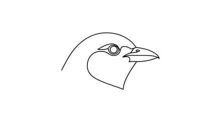 Simple Line Drawing of a Birds Profile Head.