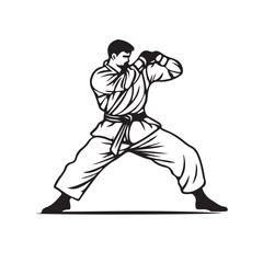 Vector illustration of a karateka performing a traditional martial arts stance
