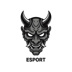 Detailed Oni Mask Design for Esports Branding