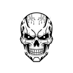 Robotic Skull with Circuitry Design, Glowing Eyes