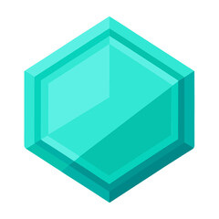 Turquoise hexagonal gemstone isolated on white background