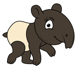 cute tapir animal cartoon illustration