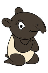 cute tapir animal cartoon illustration