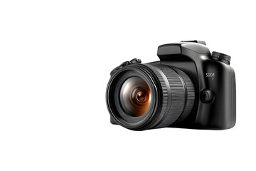 Naklejka premium Capture professional moments with a sleek black digital camera, perfect for photographers seeking quality and style.