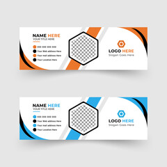 Premium & Modern email signature vector templates design or email footer and personal social media cover.