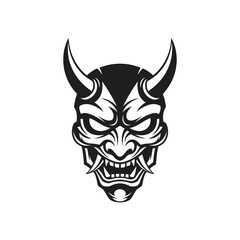 Intense Japanese Demon Mask Silhouette