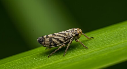 Camouflaged Leafhopper Nymph on Green Leaf