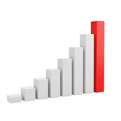Growth bar chart showing upward trend with red bar signifying peak performance success