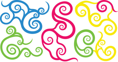 Vibrant, flowing abstract swirls in a playful and decorative pattern.