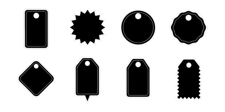 White outline tags on black background