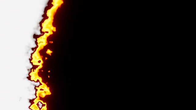 Burning fire effects transition on 3d rendering. White to black background