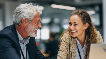Happy Business Colleagues Smiling During Meeting in Modern Office Professional Teamwork Concept